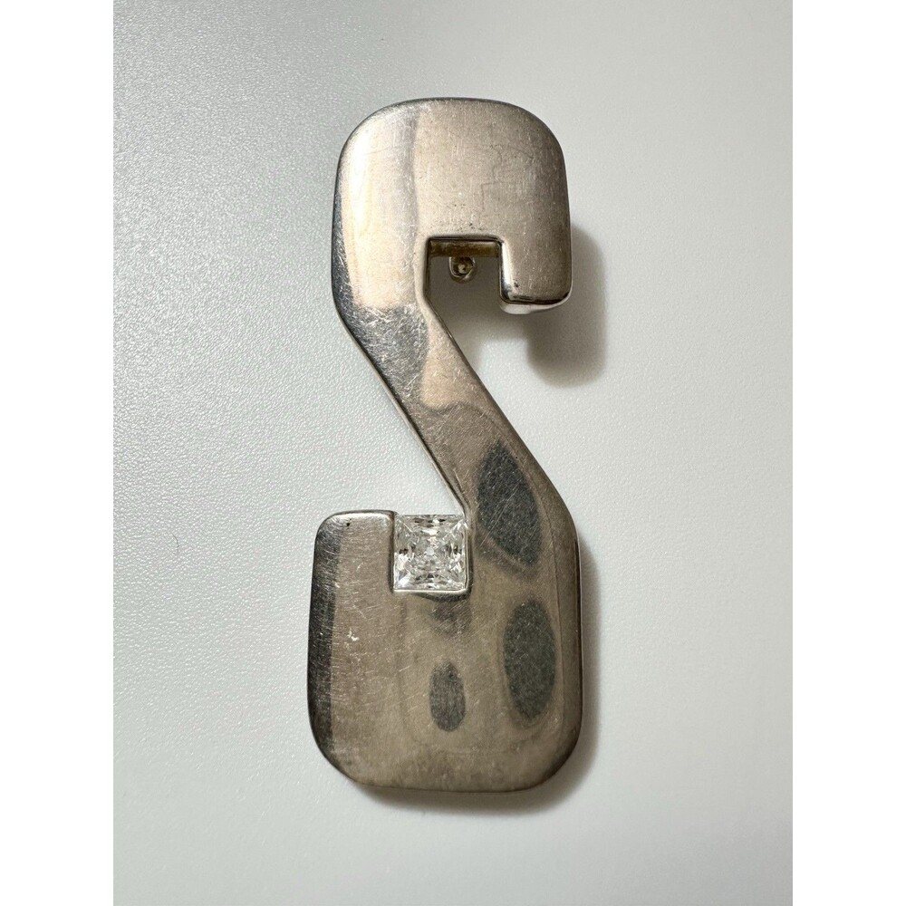 925 Sterling Silver Signed Initial S Pendant Heav… - image 1